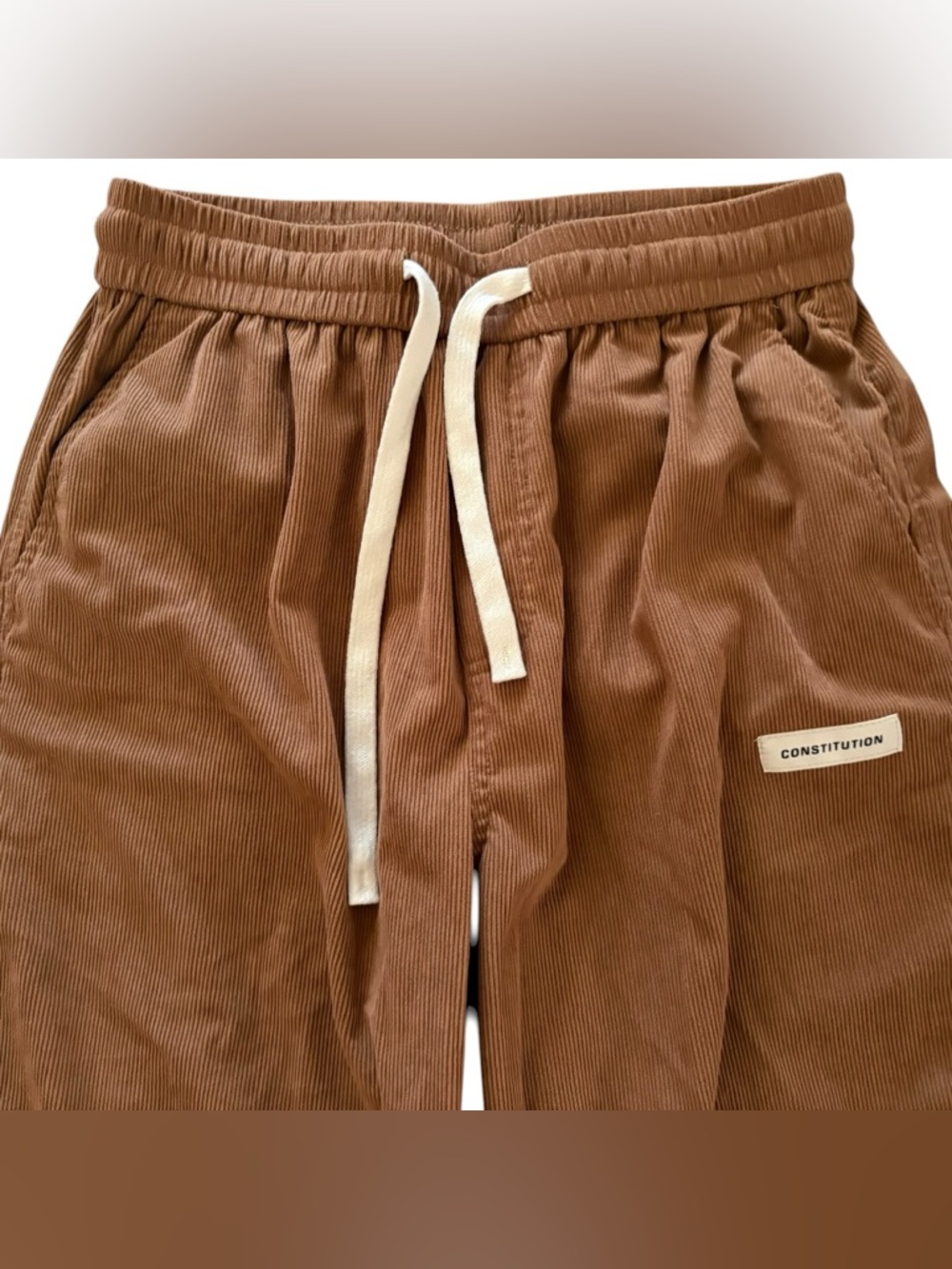 Corduroy Drawstring Pants in Coyote Brown